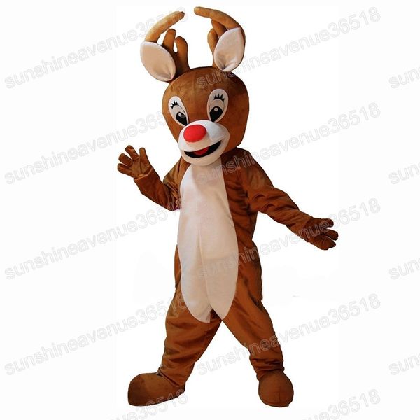 Costume de mascotte de renne mignon d'Halloween, personnage de thème animal de qualité supérieure, carnaval, taille adulte, robe de fête d'anniversaire de Noël