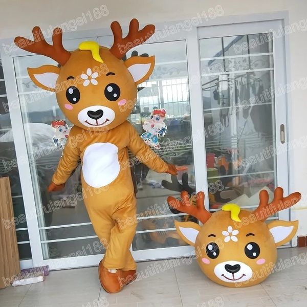 Costumes de mascotte de cerf sika mignon d'Halloween Simulation de qualité supérieure Thème de dessin animé Personnage Carnaval Unisexe Adultes Tenue de fête de Noël Costume