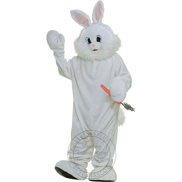 Halloween Lindo conejo blanco Disfraces de la mascota Traje de personaje de dibujos animados Traje de fiesta al aire libre de Navidad Traje de tamaño adulto Ropa de publicidad promocional