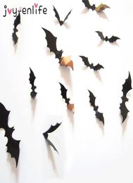 Halloween Decoration 12pcs 3d noir PVC Bat DIY DÉCOR MALLER Autocollant Halloween Party Bar décaloutes Scary Halloween Party Decoration5820292