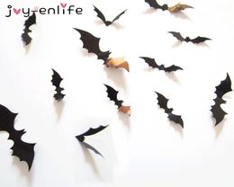 Décoration d'Halloween 12pcs 3d Noir PVC Bat DIY DÉCOR MALLER Autocollant Halloween Party Bar décaloutes effrayantes Halloween Party Decoration8531489