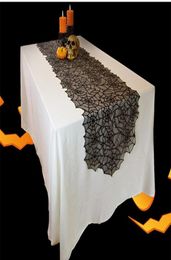 Halloween décoration dentelle noire toile d'araignée nappe cheminée écharpe créative chemin de table couverture fête nappesT2I54528572081
