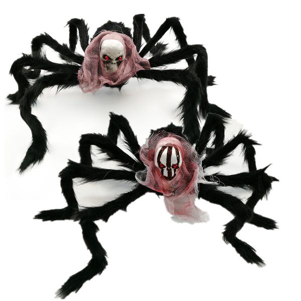 Décoration d'Halloween noir grand crâne d'araignée accessoires de tête de squelette pour intérieur extérieur fournitures de fête à la maison décor JK2009XB