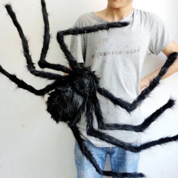 Décoration d'halloween araignée noire, accessoire de maison hantée, intérieur et extérieur, géant noir, 3 tailles, 906
