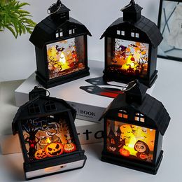 Vela de decoración de Halloween Pequeña lámpara de aceite portátil creatividad retro retro linterna adorno lámpara de viento