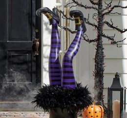 Halloween Decoración Evil Witch Legs Props al revés Pies del mago con adorno de estaca de arranque para el patio delantero Lawn28132167877833