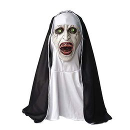Décoration d'Halloween Couverture de visage complet Cosplay Scary Latex Nun Horror Mask Hadr-005