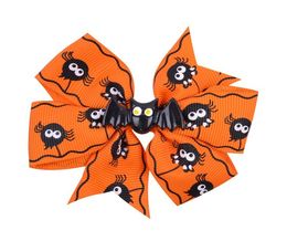 Halloween Decoratie Grosgrain Lint Strikken Voor Baby Meisjes Spook Pompoen Pinwheel Haarspeldjes Haaraccessoires 33 inch YSJ188802028