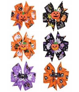 Halloween Decoratie Grosgrain Lint Strikken Voor Baby Meisjes Spook Pompoen Pinwheel Haarspeldjes Haaraccessoires 33 inch YSJ178083443