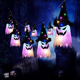 Decoración de Halloween LED luz intermitente Gypsophila fantasma Festival vestir brillante mago fantasma sombrero lámpara decoración colgante linterna B0816