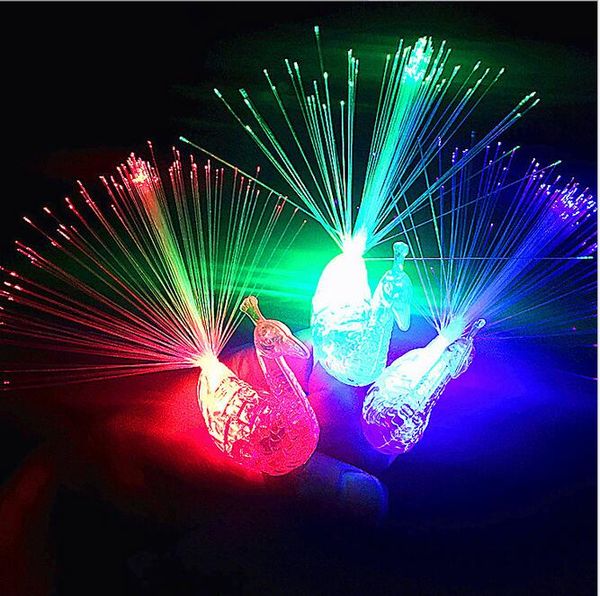 Décoration d'Halloween LED lumière laser anneau de doigt lumineux Colofrul paon doigt lampe LED plus fin jouet enfants nouveauté flash jouets