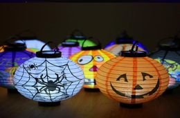 Decoración de Halloween Papel Led Pumpkin Lantern Ligera Ligera Decoraciones de Halloween para suministros de disfraces de linterna de terror en el hogar 57595211