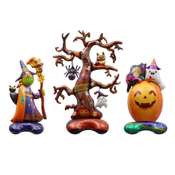 Halloween décoration accessoires jouet ballon 4D debout sorcière flétri arbre citrouille forme dessin animé ballon enfants cadeau D84
