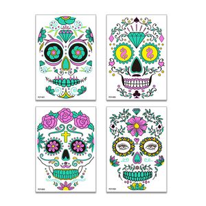 Halloween Decoration Stickers Luminous Sticker Skull Tattoo Stickers Carnival Funny Supplies 4 Styles