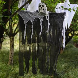 Décorations d'Halloween, fantômes suspendus, gaze de tête de crâne, visage fantôme, accessoires d'horreur d'entrée de maison hantée, ornements fantômes