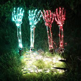 Halloween-decoraties LED-skeletarmen Handpalen, waterdichte batterij-aangedreven LED-lichtbeeldje Vakantiefeest Tuin Buitendecoratie