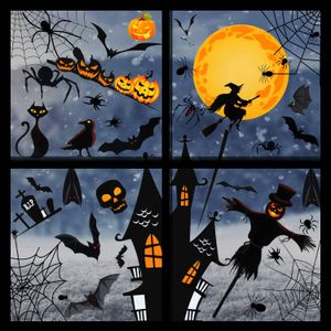 Décorations d'Halloween fenêtre s'accroche Halloween fenêtre autocollants araignée chauve-souris citrouille autocollants Halloween fenêtre décor pour mur de verre