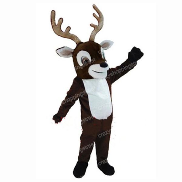 Costume de mascotte de cerf d'Halloween de haute qualité, tenues de personnage de dessin animé, taille adulte, fête de carnaval de noël, tenue d'extérieur, costumes publicitaires