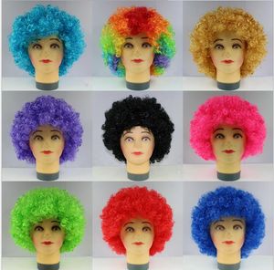Halloween disco perruque frisée Rainbow Afro perruques Clown Enfant Adulte Costume Football Fan Perruque Cheveux Fan Fun