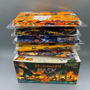 Máscara desechable de Halloween 5 estilos Mascarillas para niños adultos con caja al por menor