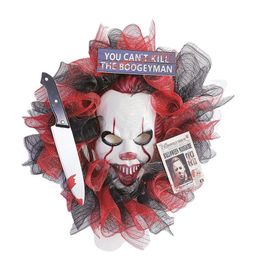 Halloween Deur Hangende Decoratie Joker Masker Krans Spookachtig Spookhuis Decor HRC0625-1