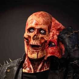 Halloween Dubbellaags gescheurde masker bloedige horror schedel latex masker enge cosplay party maskers mascaras Halloween 2021 2022 T220729