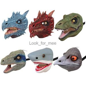 Halloween Dragon Dinosaur Mask Open Mouth Latex Horror Dinosaur Headgear Dino Mask Party Costume Costume Scared Mask HKD230810