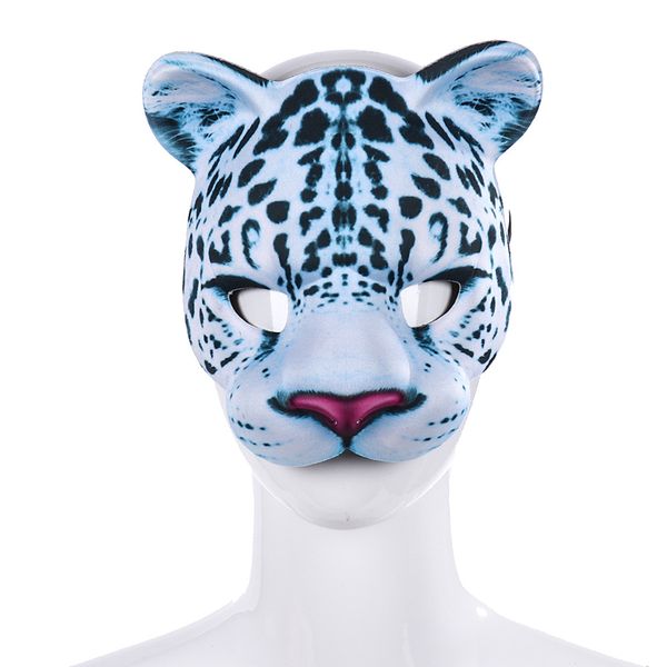 Máscara de fiesta de disfraces de Mardi Gras de Pascua de Halloween Máscaras de leopardo de nieve de media cara de EVA Accesorios de mascarada de cosplay para adultos Hombres Mujeres Masque EDA19002