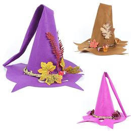 Halloween Easter Witch Ghost Festival Purple Pink Brown Party Magician Filt Hat Witch Pointed Hats