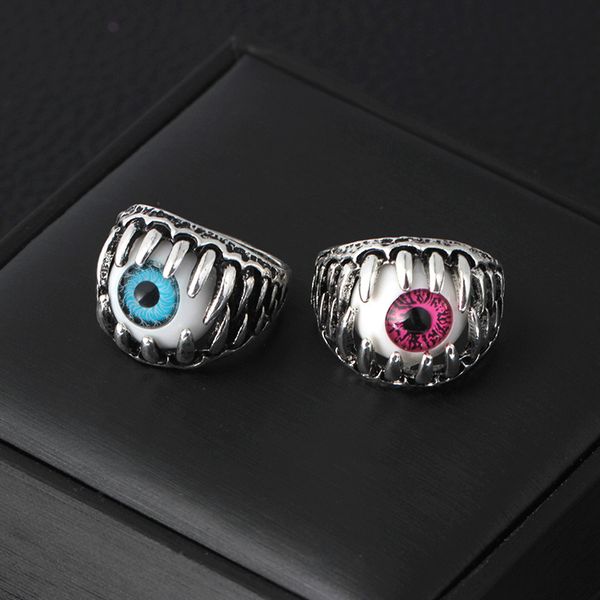 Halloween mauvais œil hommes anneaux Individuation créatif bleu rouge globe oculaire anneaux pour femmes mode Punk bijoux accessoires cadeau