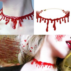 Halloween Fear Blood Drop Collier Party Decoration Vampire Teeth Bloges Red Souppe Chokers Horror Accesstes Party DIY D￩corations