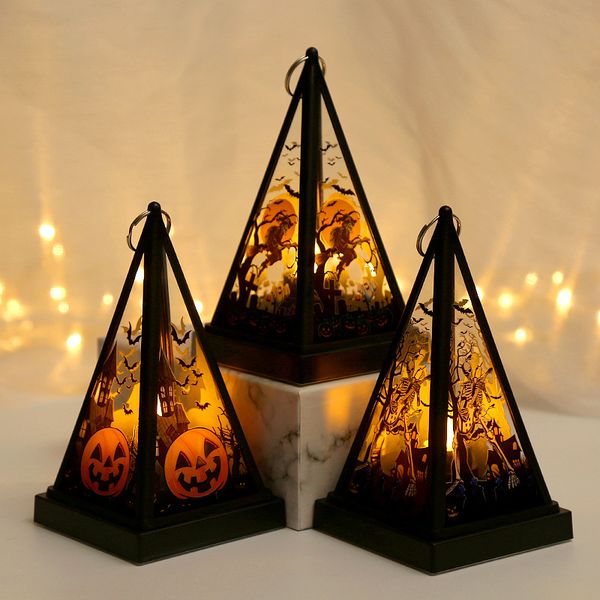 Suministros festivos para fiestas de Halloween decoraciones calabaza linterna portátil bruja esqueleto noche luz horror atmósfera decoración de escritorio accesorios