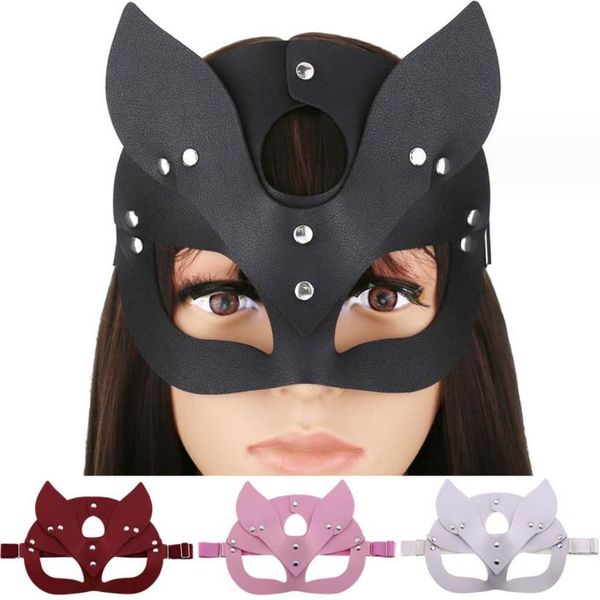 Máscara de fiesta de zorro para Halloween, máscaras de Cosplay sexis, máscaras de PU con Orejas de conejo, accesorios de disfraz para Bar y club nocturno para hombres y mujeres