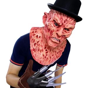 Halloween Freddy Krueger masque d'horreur réaliste Costume de fête adulte masque d'halloween de luxe effrayant carnaval Cosplay accessoires