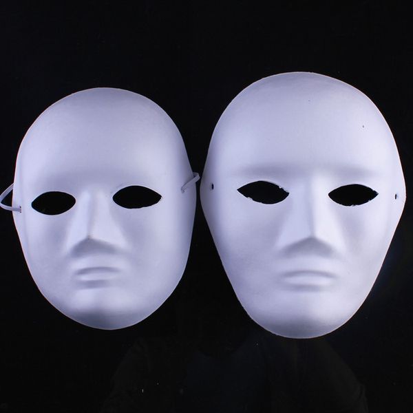 Halloween Masques Complets pour Adultes DIY Pulpe Plâtre Couvert Papier Blanc En Gros Hommes Femmes Plaine Partie Masque