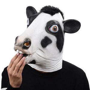 Cara completa de Halloween Overhead Divertido Cosplay Mascarada Máscara de vaca de lujo Vestir Carnaval de látex para máscara de fiesta