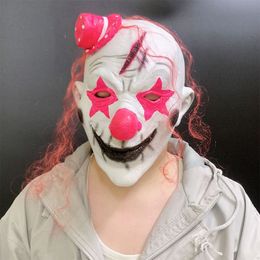 Halloween grappig clownmasker, zwart-wit parodie, angstaanjagende gemaskerde dansvoorstelling voor de hele persoon, kostuum rekwisieten