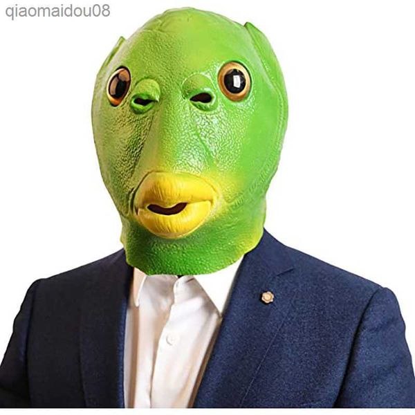 Halloween Funny Cosplay Costume Mask Unisexe Adult Carnival Party Green Fish Head Mask Ressour