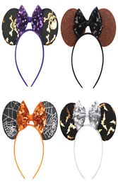 Halloween drôle souris oreilles bandeau avec paillettes pour filles nœud papillon à la main Satin bandeau Festival fête enfants cheveux accessoires FJ74114716