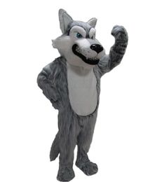 Halloween Fursuit loup mascotte Costume en peluche gris Husky Animal fête jeu déguisement tenue adultes publicité de noël