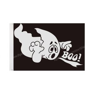 Halloween Ghost Boo vlag 90 x 150 cm 3 * 5ft aangepaste banner metalen gaten inkommingen binnen en buiten kunnen worden aangepast