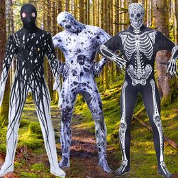 Halloween fantôme Festival imprimé crâne body Cosplay Costume adulte hommes horribles Zombies Zentai couverture complète du corps combinaison C36M280