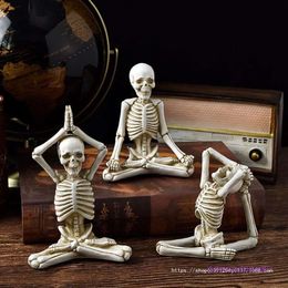 Halloween Ghost Festival Yoga Skull Figure Ornament Skeleton Resin Craft Small Decoration