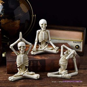 Halloween Ghost Festival Yoga Skull Figuur Ornament Skeleton Resin Craft Small Decoration