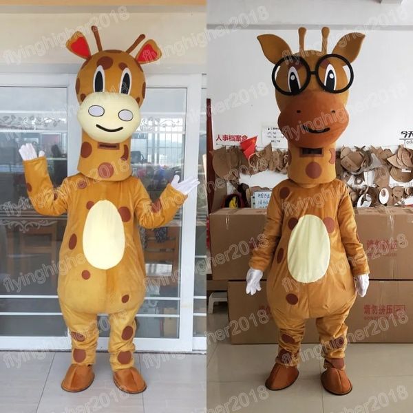 Costume de mascotte de girafe d'Halloween unisexe personnage de thème d'anime de dessin animé Carnaval Hommes Femmes Robe de Noël Fantaisie Performance Robe de Soirée