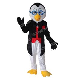 Halloween Glasshes Penguin Mascot Costume Cartoon Characon Tenues Christmas Carnival Robe Suit Adults Taille Unisexe Birthday Party Outdoor Tenue
