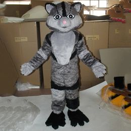 Disfraz de mascota de gato gris de Halloween Personaje de tema de dibujos animados Festival de carnaval Disfraces Navidad Adultos Tamaño Fiesta de cumpleaños Traje al aire libre