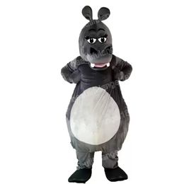 Costumes de mascotte d'hippopotame gris d'Halloween de haute qualité Caractère de thème de dessin animé Carnaval Unisexe Adultes Taille Tenue de fête de Noël Costume pour hommes femmes