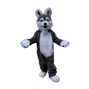 Halloween gris longue fourrure Husky chien mascotte Costume poilu loup marionnette couvre-chef fourrure renard Anime déguisements défilé costumes Set208H