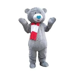 Disfraz de mascota de oso de peluche gris de Halloween Personaje de tema de anime de dibujos animados Fiesta de carnaval de Navidad Disfraces de lujo Traje para adultos